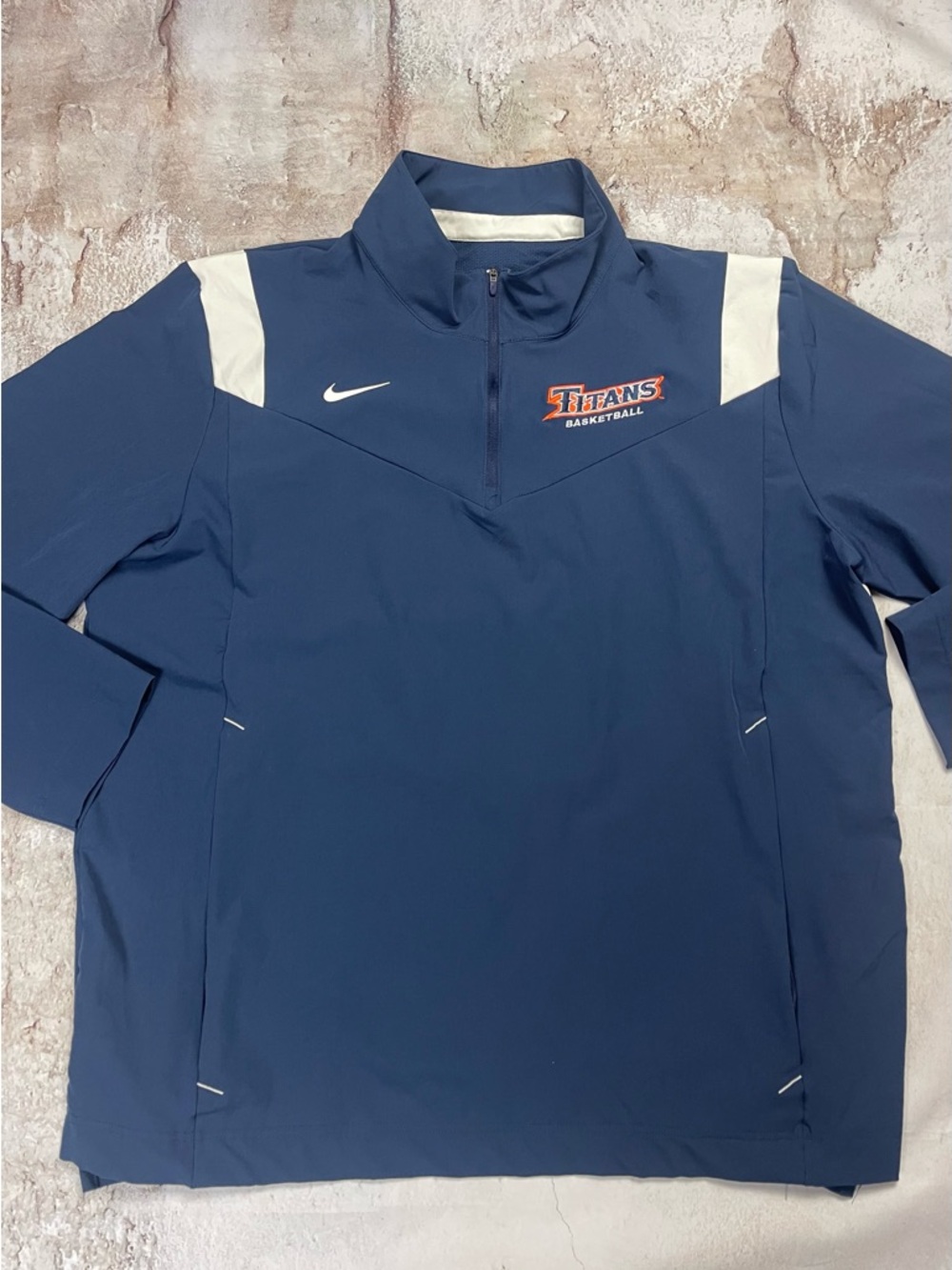 Nike Navy and White Athletic Quarter-Zip Pullover Jacket